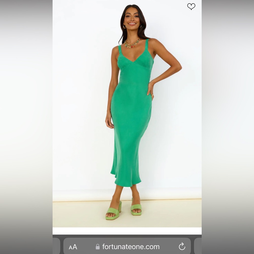 NUDE LUCY Arianne Cupro Slip Maxi Dress Jade XS
